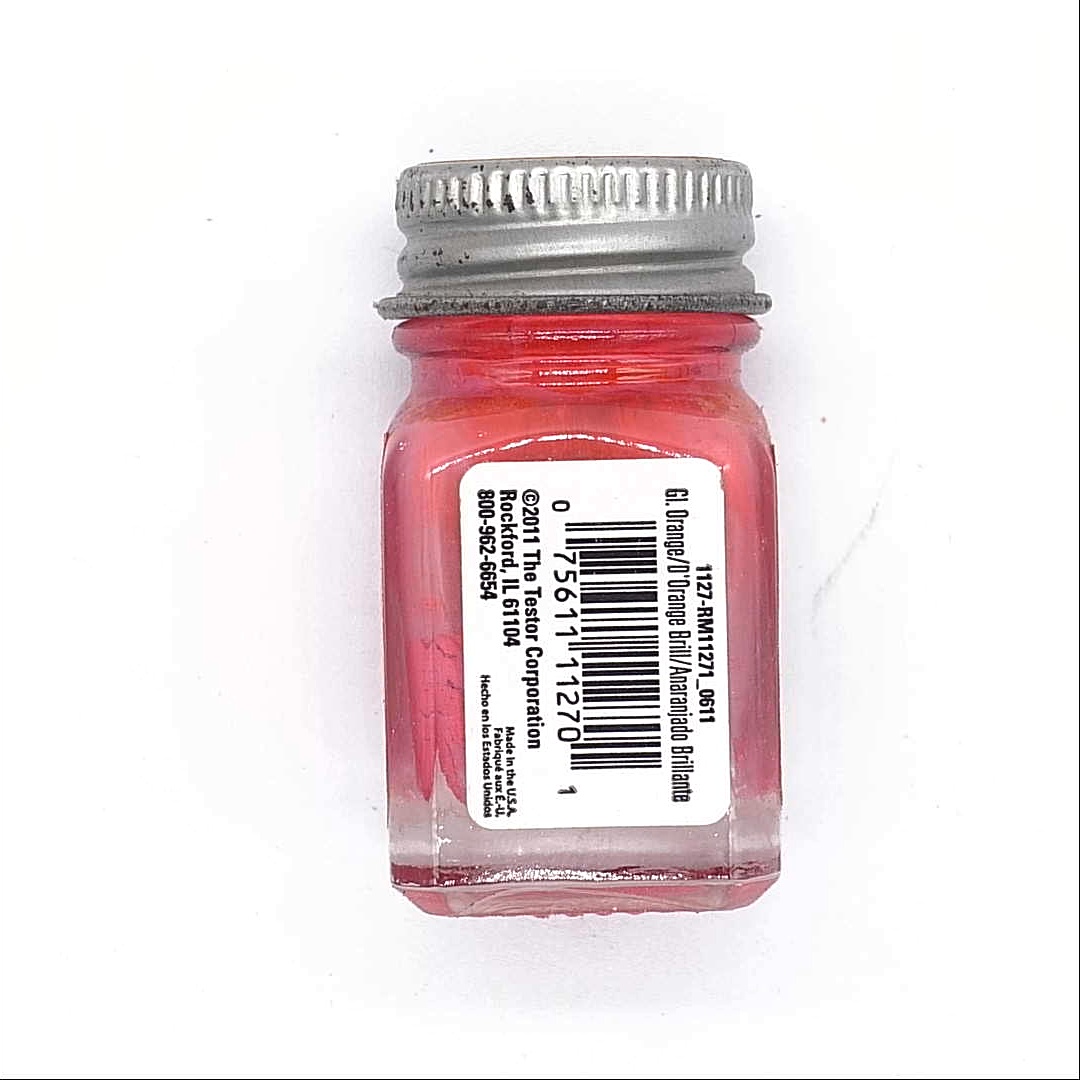 TESTORS PAINT GLOSSY ORANGE ENAMEL 1/4oz JAR 7.4ml plastic model car